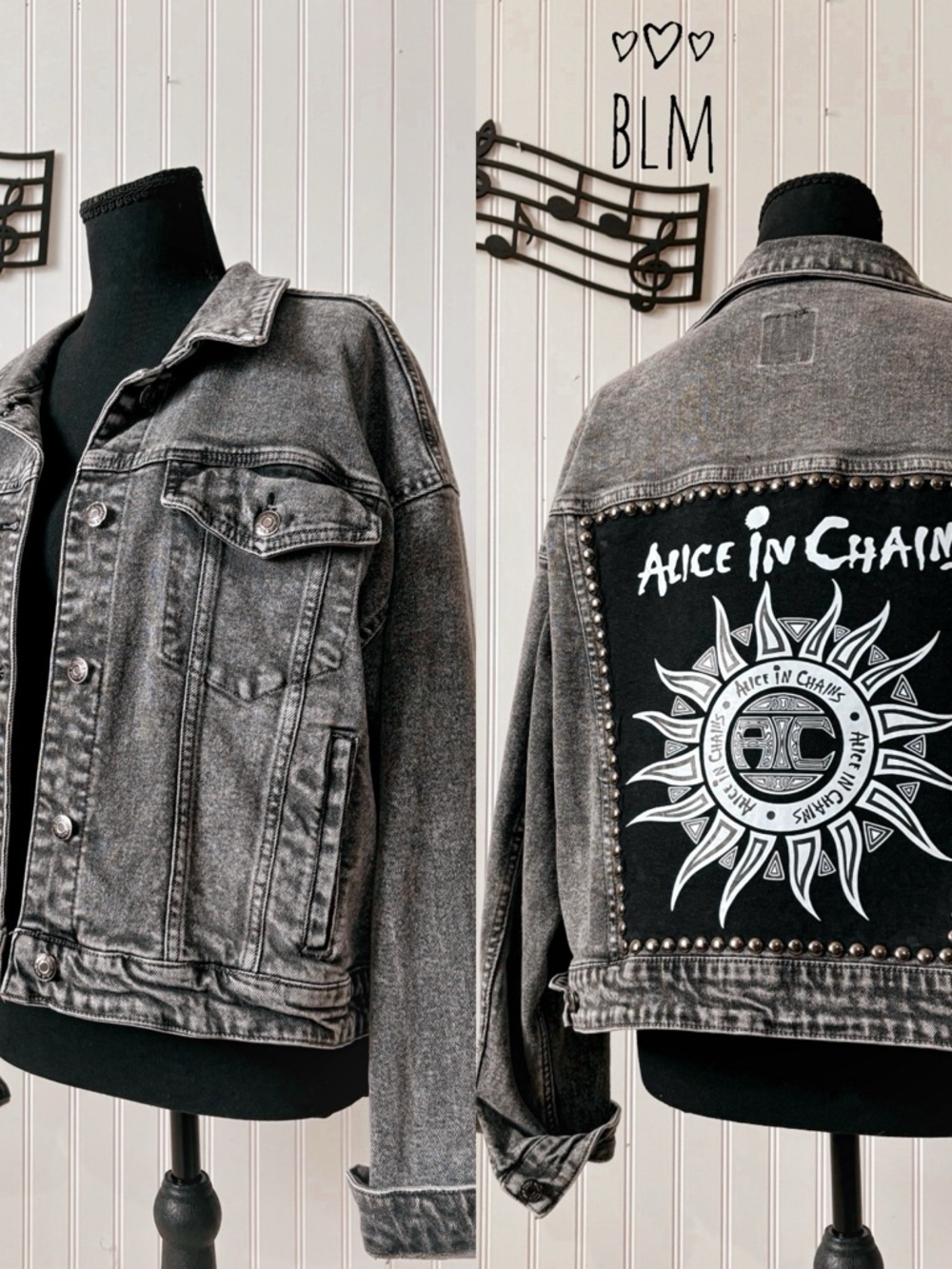 ✨ Alice In Chains custom acid wash Jean jacket